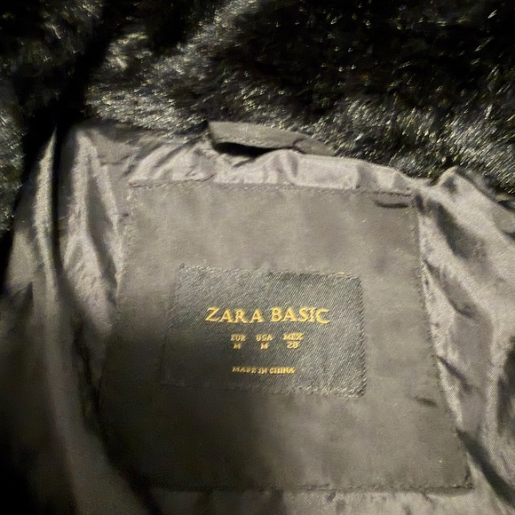 Zara Charcoal Belted Puffer Coat with Hood - Picture 3 of 3